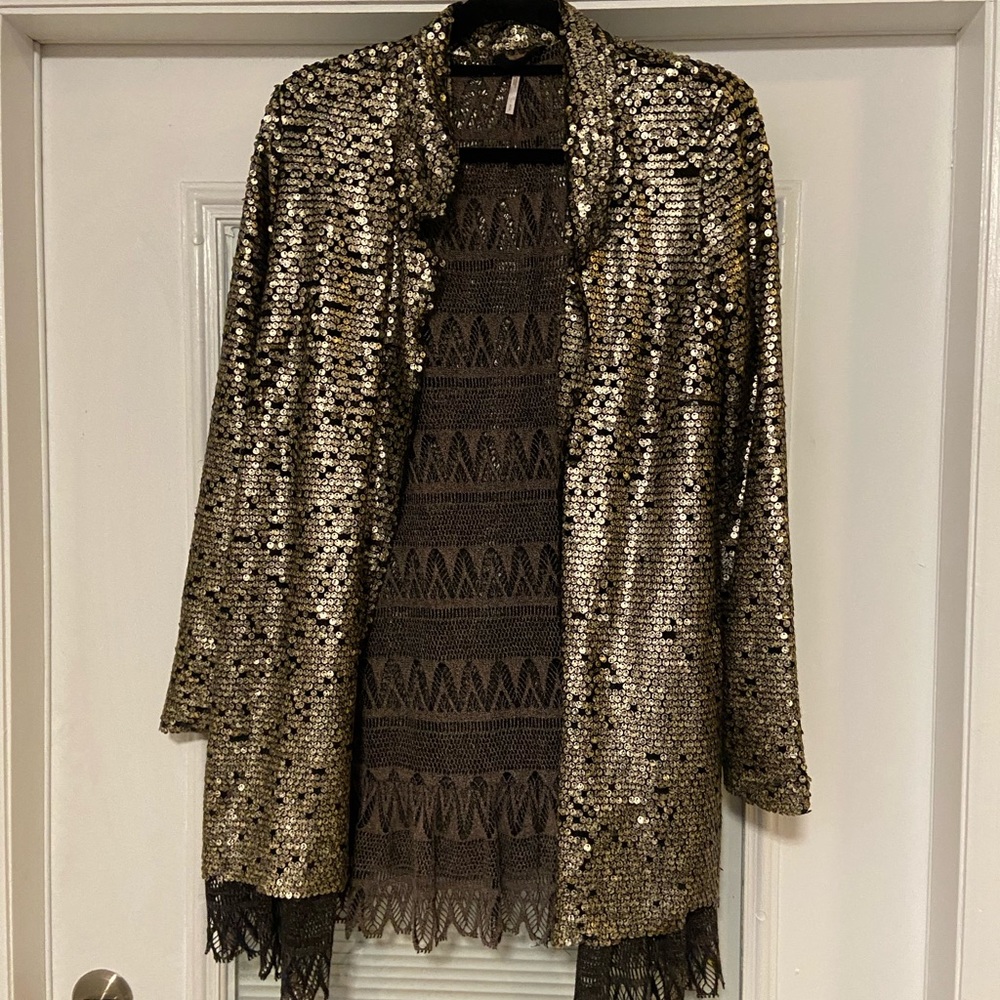 Free People Sequin and Lace Duster/Blazer/Jacket, Size: S